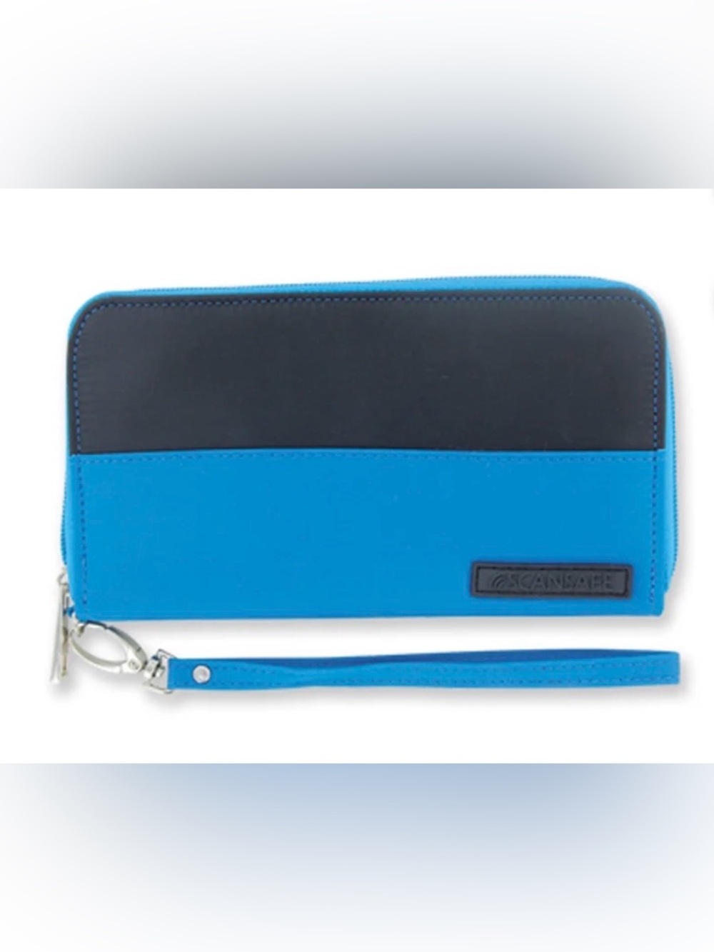 ScanSafe RFID Blue and Black Zip Around Wristlet Wallet NWT